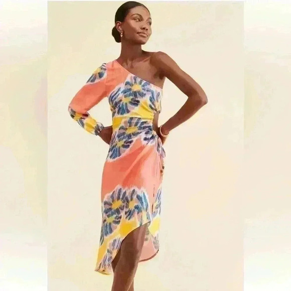 Anthropologie One-Shoulder Printed Midi Dress - Picture 1 of 10